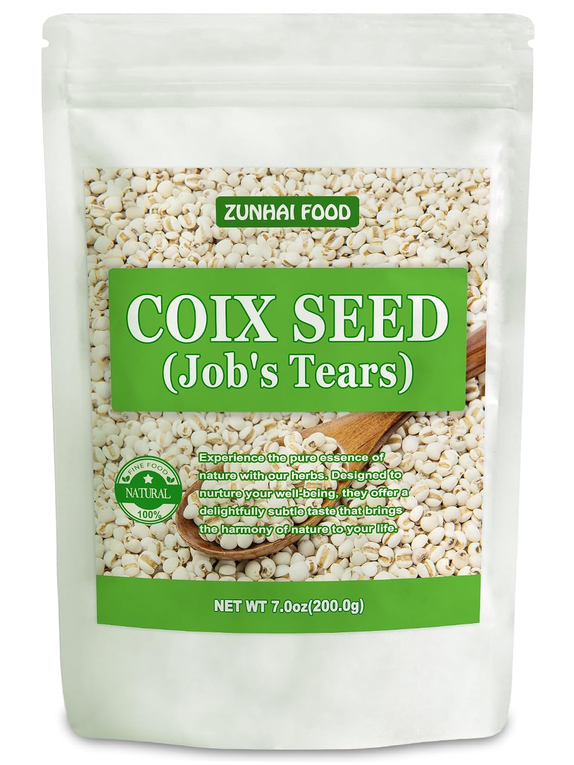 Dried Job’s Tears (Yi Yi Ren/Coix Seed), 7.05oz (200g) | Natural Pearl Barley for Tea, Soup | Gluten-Free Grain, Traditional Herb, Resealable Bag