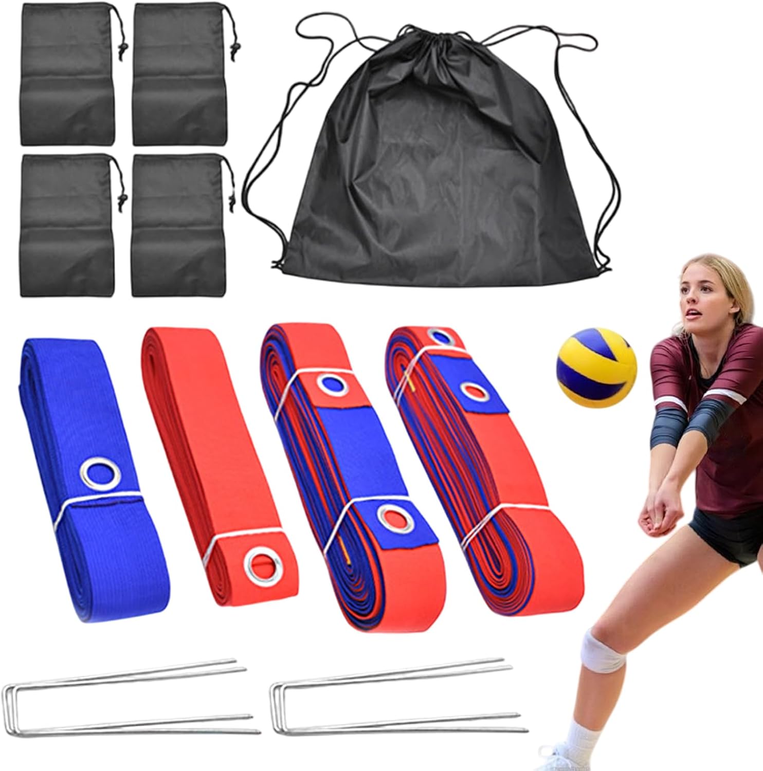 Volleyball Court Lines,Beach Volleyball Court Lines - Portable Professional Training Multi-Functional Accessories for Outdoor Grass Park College