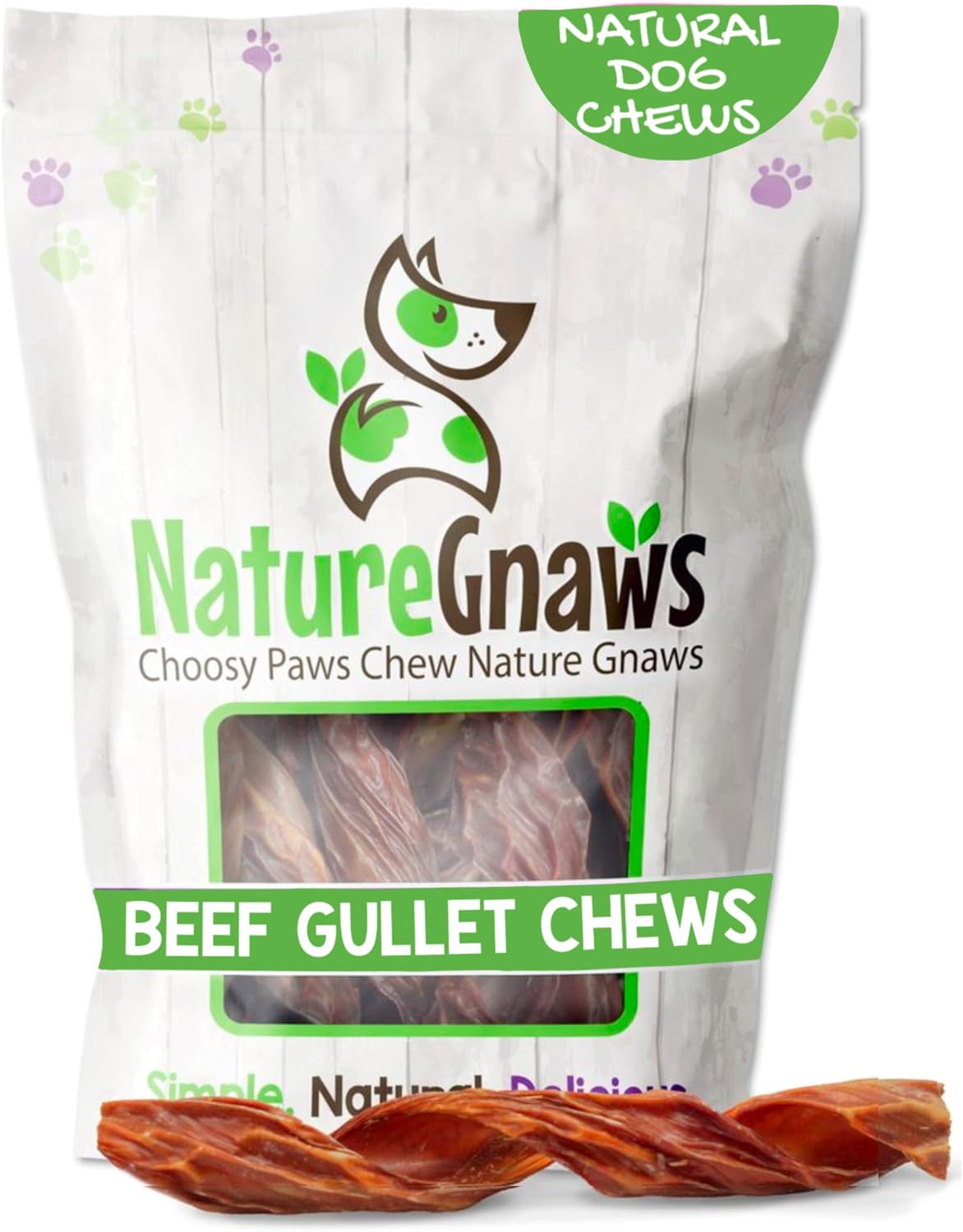 Nature Gnaws Beef Jerky Springs - All Natural Grass-Fed from Free Range Premium Beef Dog Chews 7-8 Inches (12-Pack)
