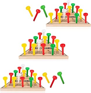 3 Pack - Wooden Triangle Peg Board Game - Retro Mini Travel Game