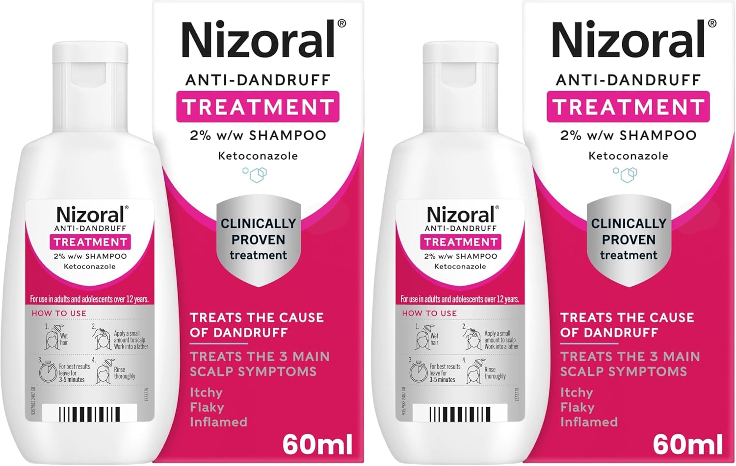 Nizoral Anti-Dandruff Shampoo 60Ml (Pack of 2)
