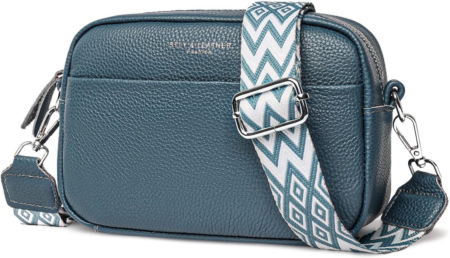 Wenrecu Crossbody Bag for Women, Genuine Leather Women's Cross body Camera Bags Handbag with Adjustable Wide Strap, Over Shoulder Bag for Ladies Girls Travel Shopping Work Daily Use