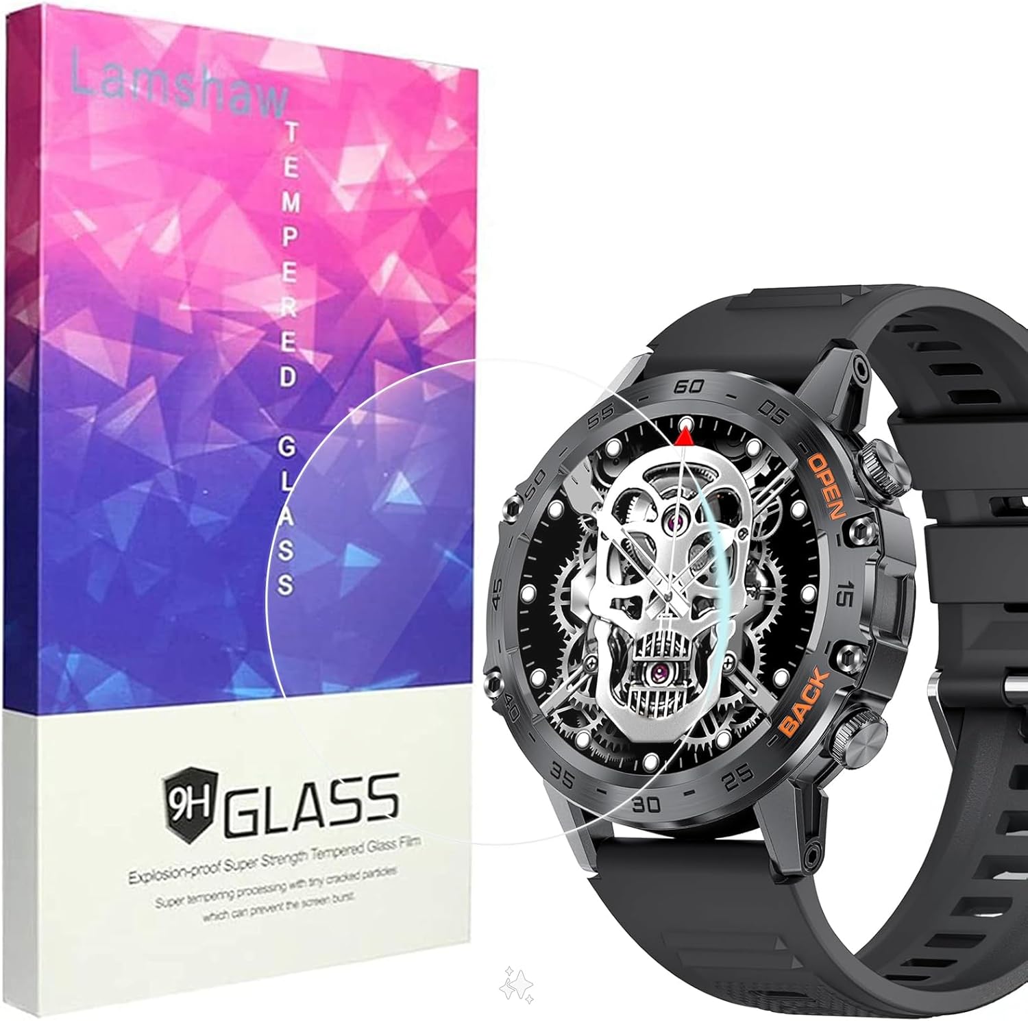 Compatible for FEELNEVER Smart Watch Screen Protector, [3 Pack] 9H Tempered Glass Screen Protector Film Compatible for FEELNEVER Smart Watch-1.39 Inches (Glass-3 Pack)