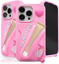 Grip Gloss Silicone Lip Gloss Phone Case in Pink – Cute Phone Case Wallet & Gloss or Lip Balm Holder – Phone Case for Women - Keychain Loop & Lipstick Holder (iPhone 15 PRO)