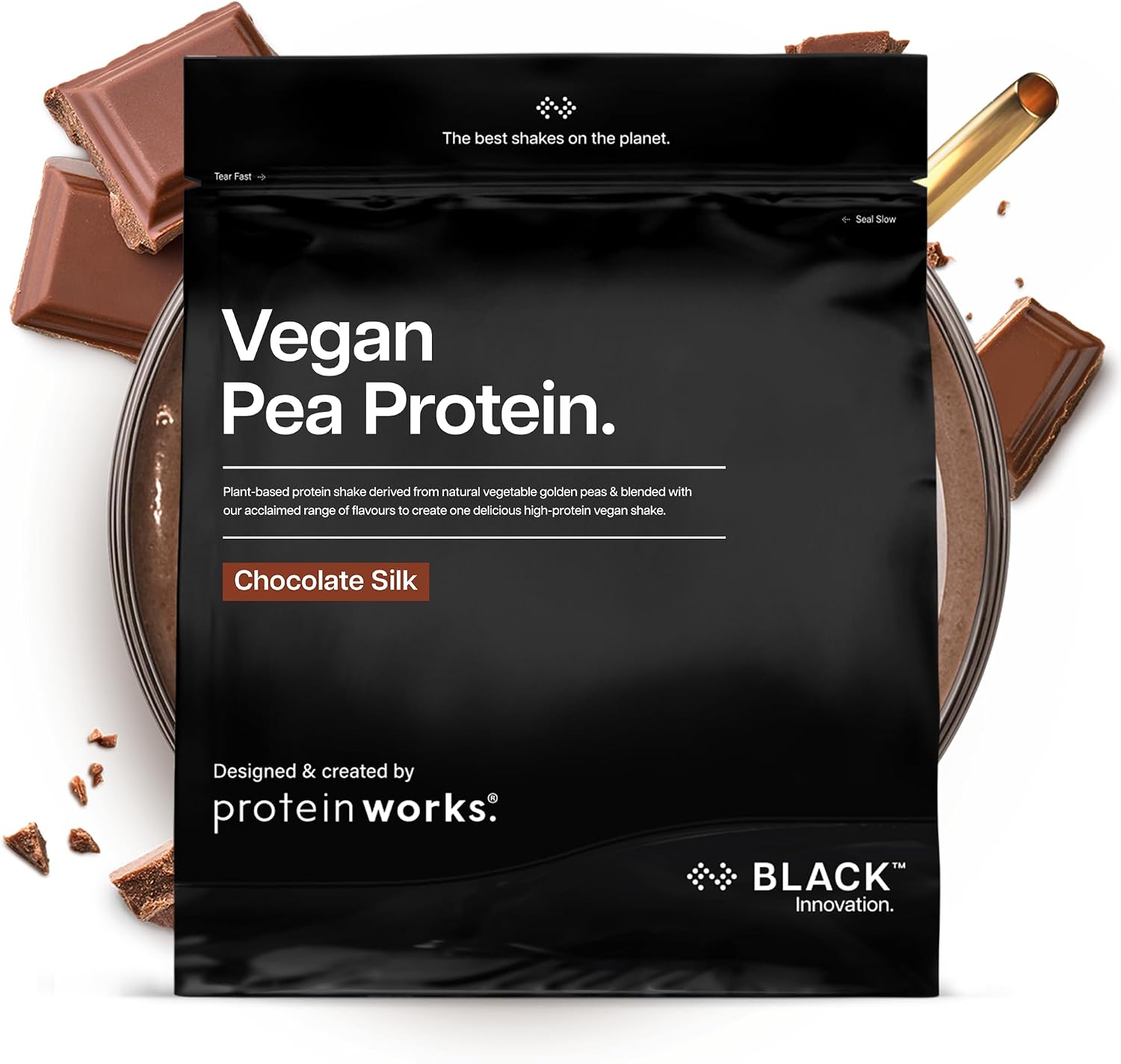 Protein Works | Vegan Pea Protein - Black, Chocolate Silk, 1kg