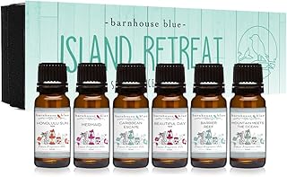 Barnhouse Blue Island Retreat Set of 6 Premium Fragrance Oils - Includes Barrier Reef, Mountain Meets The Ocean, Beautiful Day, Caribbean Escape, Honolulu Sun, and Mermaid Scented Oils - 10ML