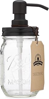 Jarmazing Products Mason Jar Soap Dispenser - Black - 16 oz Ball Mason Jar Liquid Soap Dispenser For Kitchen & Bathroom - Glass Soap Dispenser with Rust Proof Stainless Steel Soap Dispenser Pump & Lid