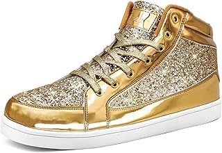 IGxx Glitter Shoes for Men Fashion High Top Casual Sequin Sparkly Sneakers Men's Bling Shiny Men