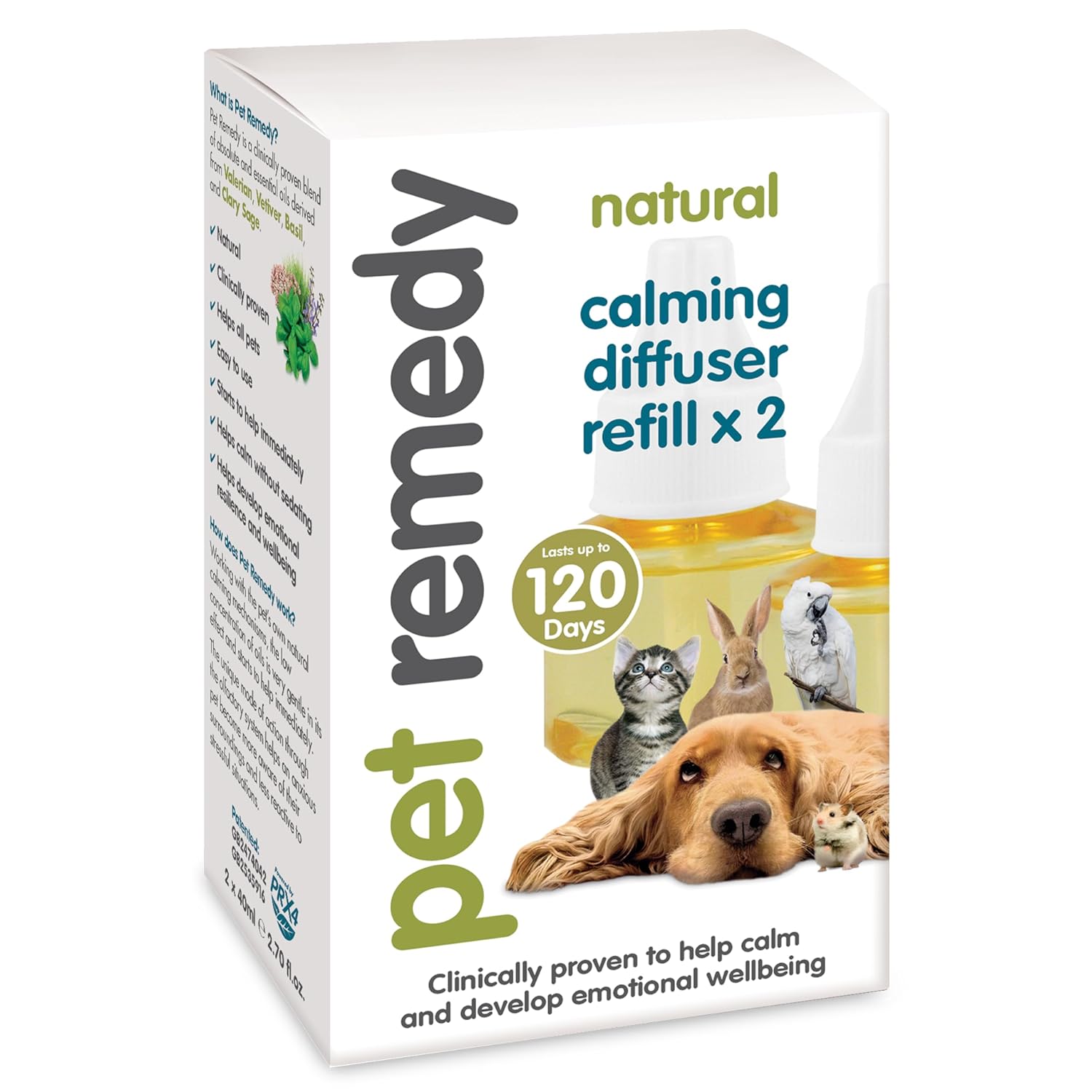 Pet Remedy Natural Calming Diffuser Refills. 2 x 40 ml Refill Bottles (4 Month Supply)