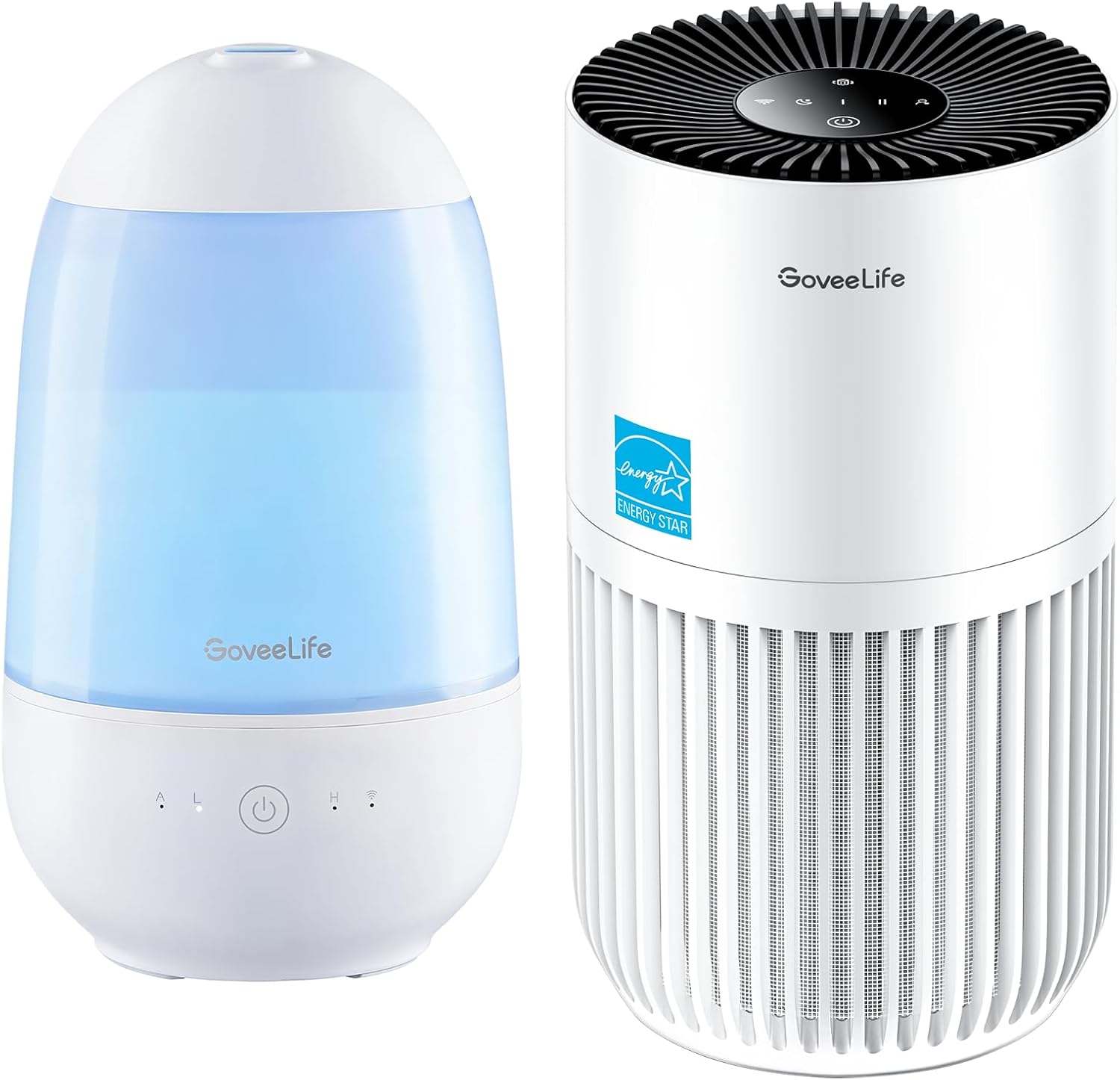 GoveeLife Humidifiers for Bedroom, Smart Cool Mist Air Humidifier with Mini Air Purifier for Bedroom, HEPA Smart Filter Air Purifier with App Alexa Control