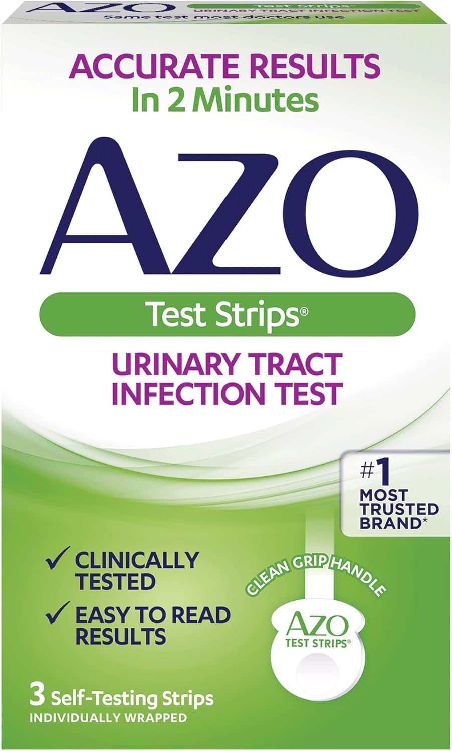 AZO Urinary Tract Infection (UTI) Test Strips, Accurate Results in 2 Minutes, FSA/HSA Eligible, Clinically Tested, Easy to Read Results, Clean Grip Handle, from The #1 Most Trusted Brand, 3 Count