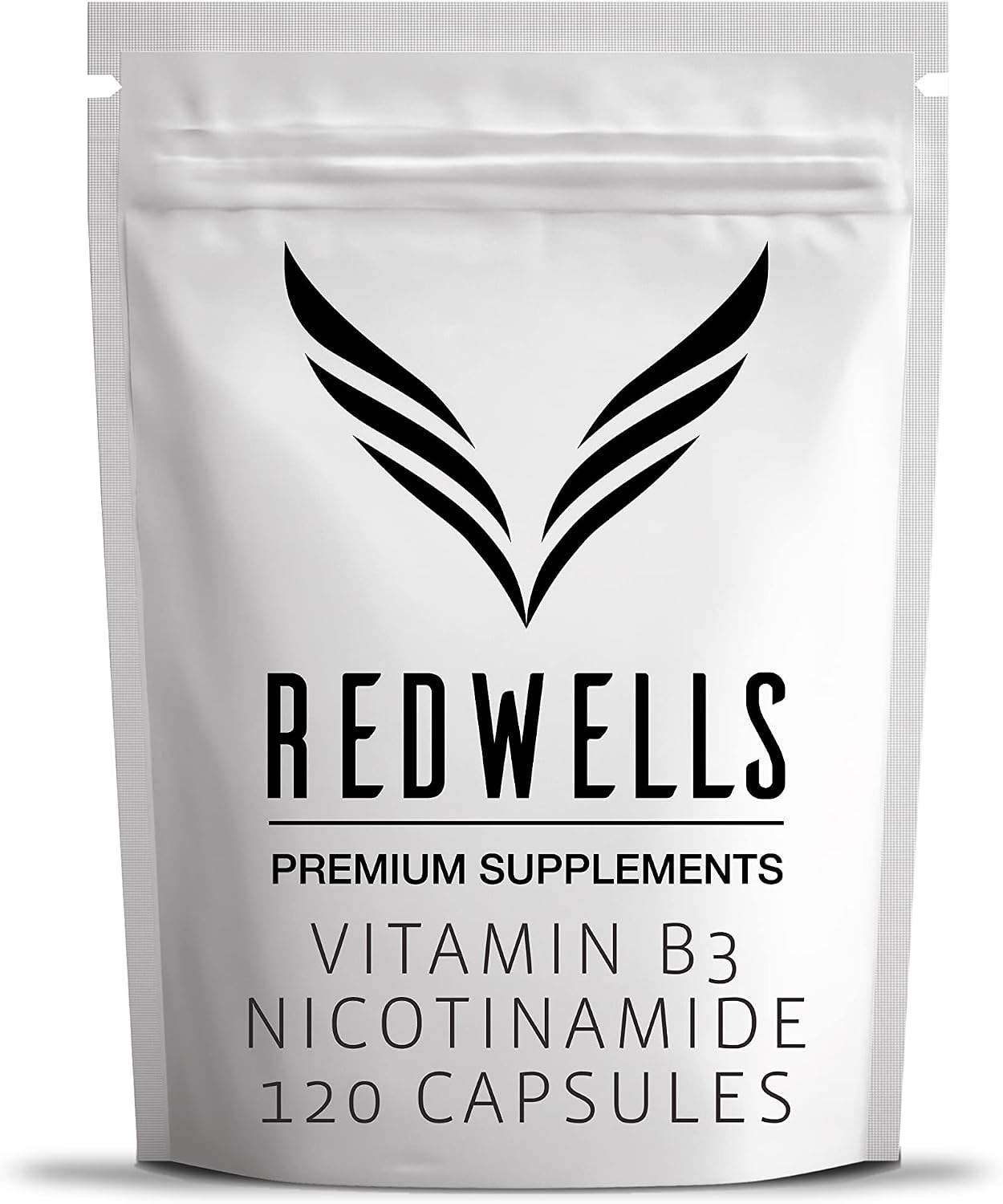 Vitamin B3 Capsules 500mg Nicotinamide REDWELLS No Additives Non Flush - 120 Pack