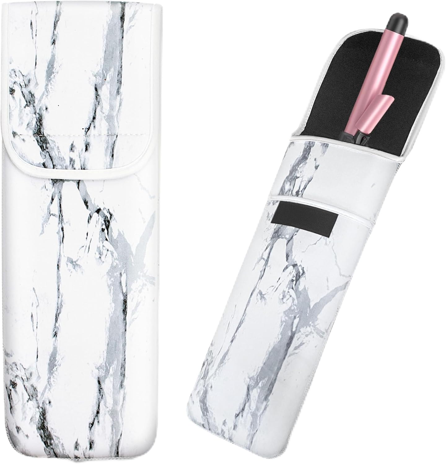 Heat-Resistant Storage Bag Travel Case Cover Pouch for Hair Straightener Curling Iron Flat Iron (White)