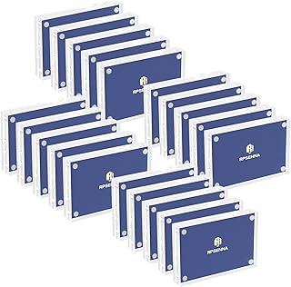Mini Picture Frame 2.5x3.5 inch Acrylic Magnetic Photo Business Clear Card Frame 20mm Thick Double Sided Wallet Size Desktop Display Frames for Cards Photos Office Home Decor 20 PCS