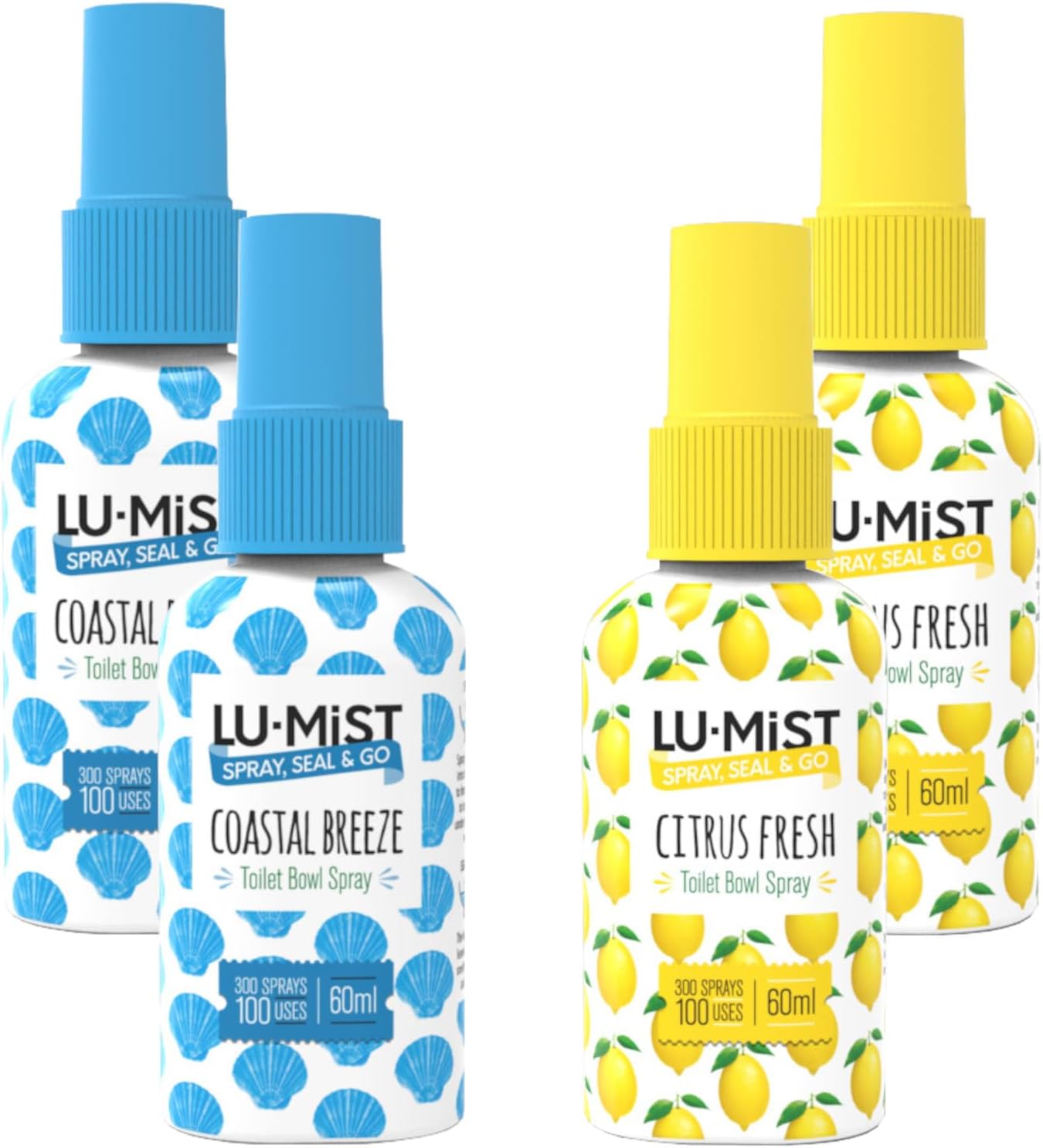 Lu-mist Lu-Mist 4 x 60ml Assorted Toilet Bowl Spray Pack (Citrus Fresh & Coastal Breeze)