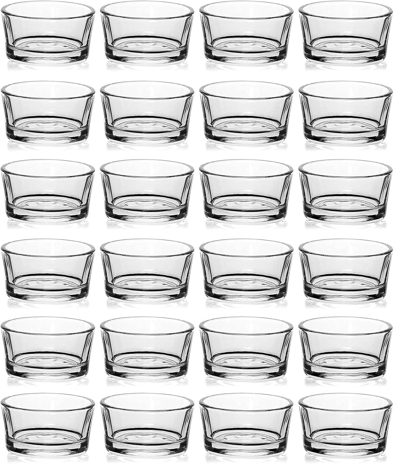 Set of 24 Clear Glass Tealight Candle Holders, 4.5cm x 2.5cm with Luxurious Look