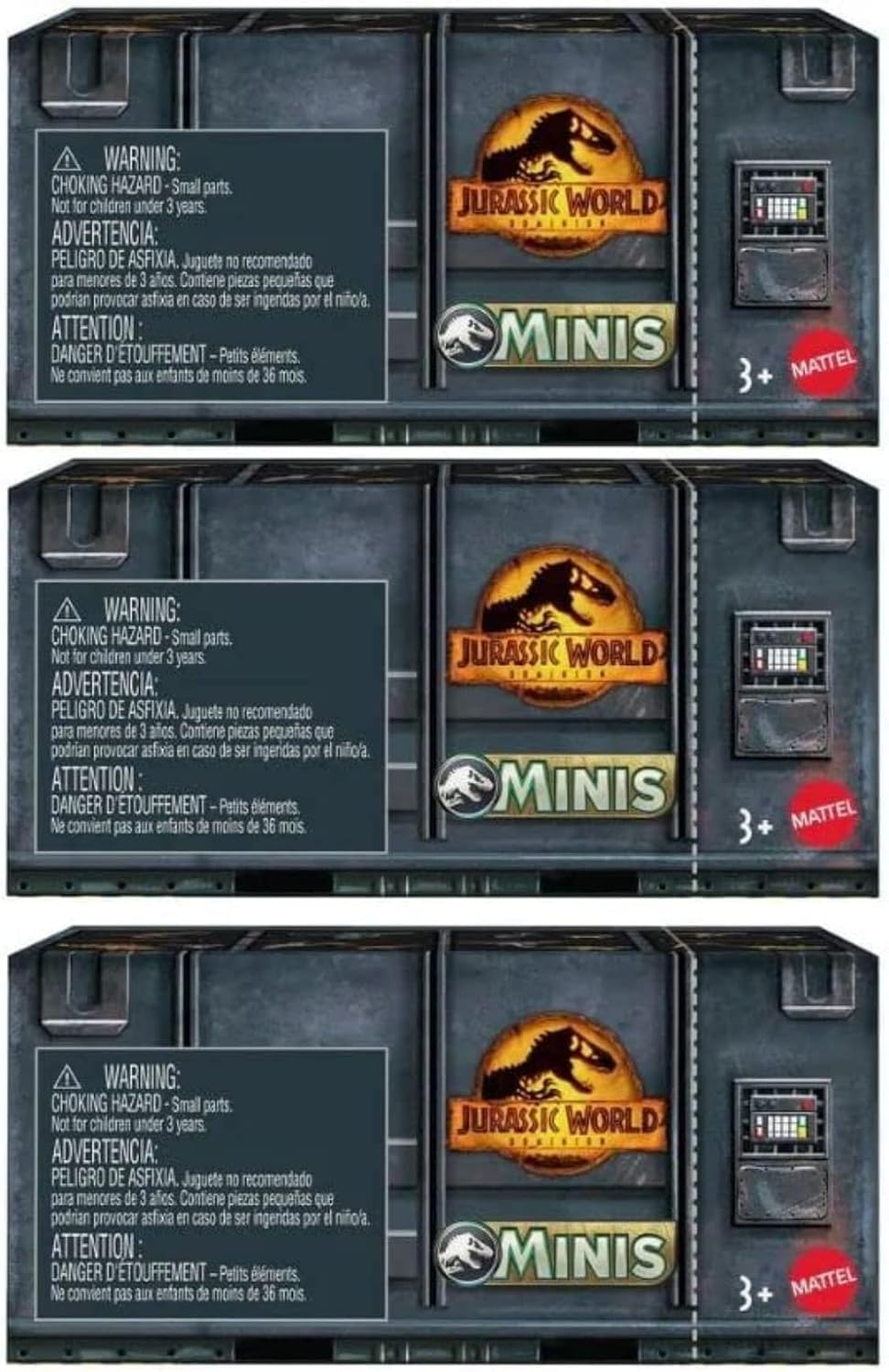 Jurassic World Dominion Minis Surprise Pack Box – Bundle of 3 Mini Dinosaur Figures | 1.125" Scale Companion Figures – Mattel Ages 3+