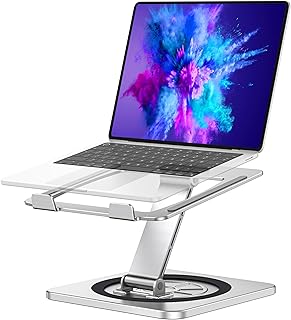 Laptop Stand with 360° Swivel Base, Adjustable Laptop Riser Holder for Desk, Ergonomic Foldable Computer Notebook Cooling Stand, Compatible with MacBook Air Pro, Dell XPS, HP (10-16")