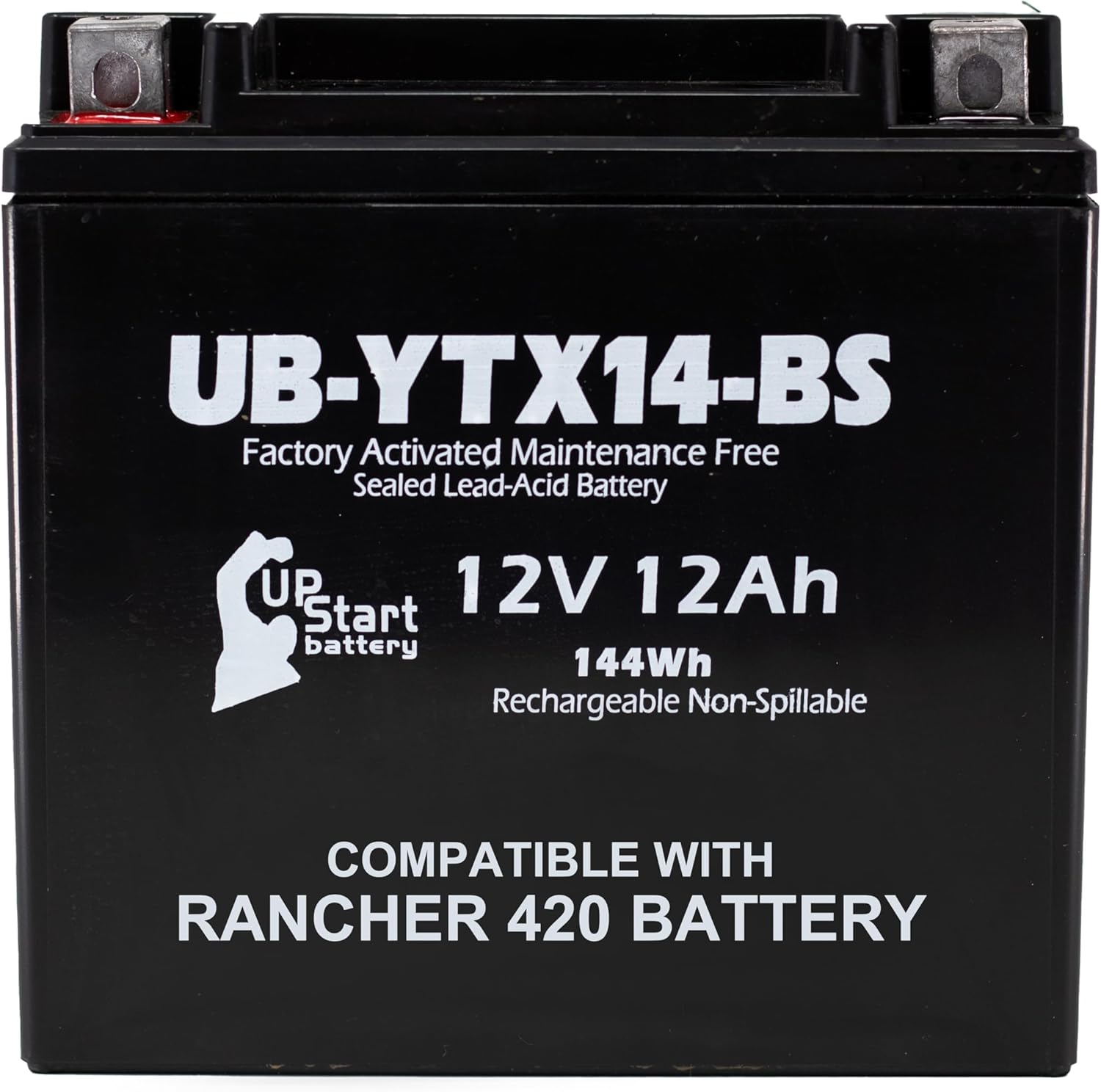 YTX14-BS Replacement For Honda Rancher 420 Battery 2007-2022 - Compatible With Honda TRX420 Fourtrax Rancher 4x4 2x4 420CC, Four Wheeler Quad ATV Batteries, TRX 420 Parts - 12V 12AH Maintenance Free