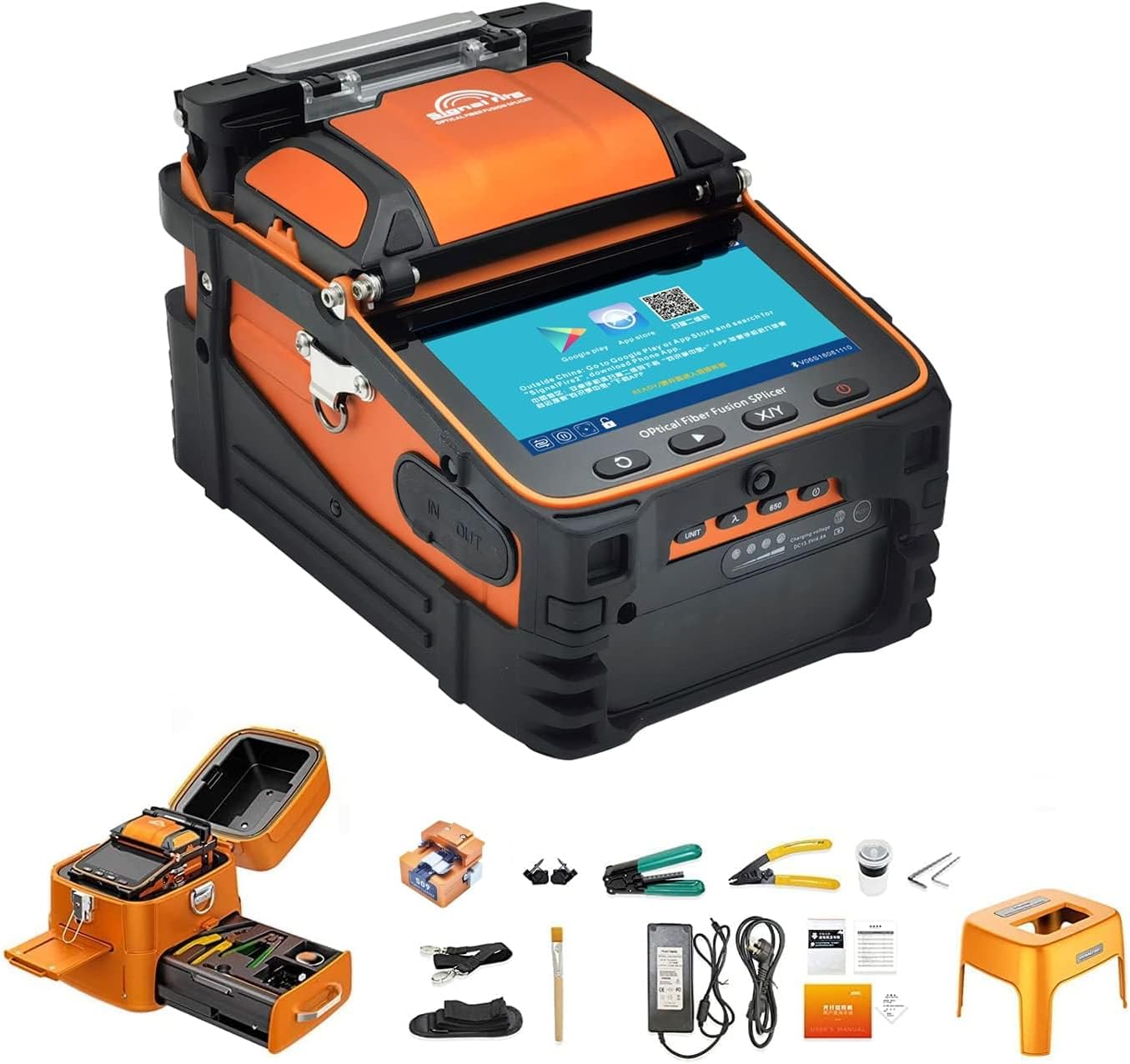 Signal fire AI-9 Optical Fiber Fusion Splicer, Splicing Heating Machine with 5 Seconds Splicing Time Melting 15 Seconds Heating, Optical Cleaver FTTH Kit for Optical Fiber & Cable Projects