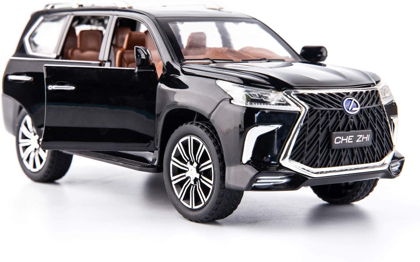 BDTCTK 1/24 Lexus 570 Off-Road in Luxury SUV Model Car, Zinc Alloy Pull Back Big Toy car with Sound and Light for Kids Boy Girl Gift (Black)