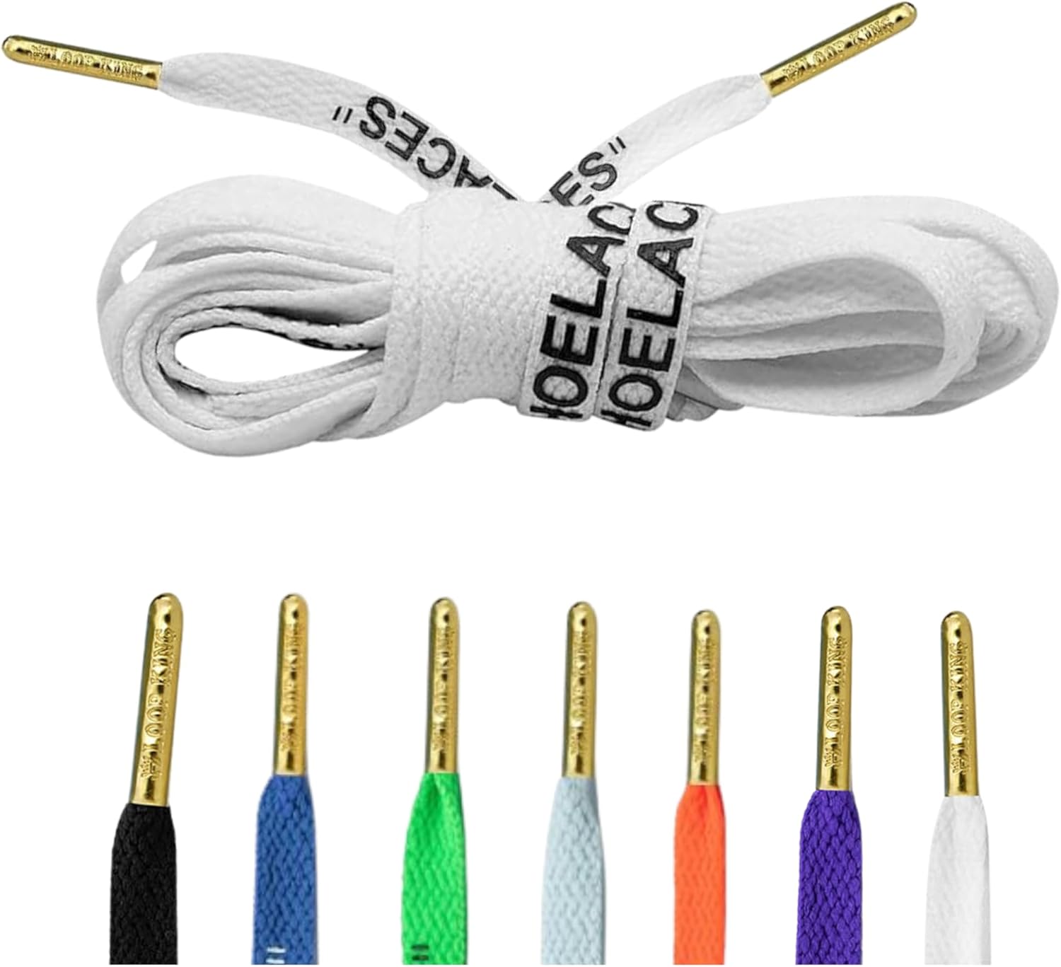 1 Pair Off White Style Shoe Laces with Gold Tips