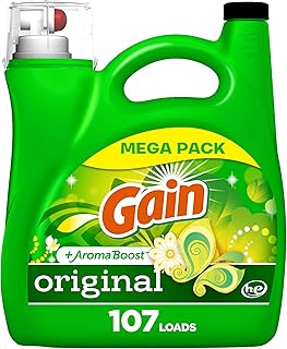 Gain + Aroma Boost Laundry Detergent Liquid, Original Scent, 107 Loads, 154 fl oz, HE Compatible Laundry Soap with Febreze and Oxi, Gain Laundry Detergent, Liquid Laundry Detergent