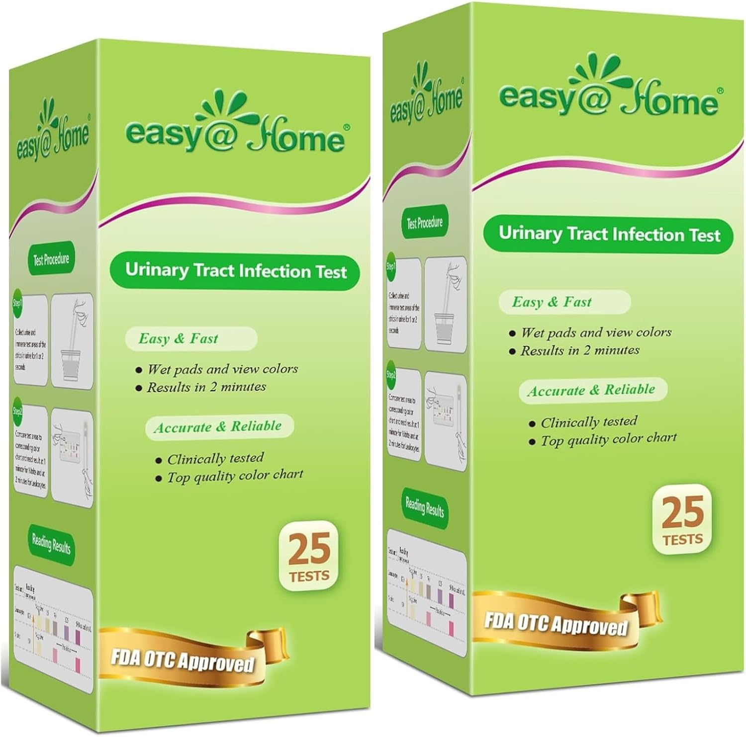 Easy@Home 50ct UTI Test Kit Bladder Infection Test Strips, FSA or HSA Eligible, at Home UTI Urinalysis Test Strips for Women Urinary Tract Health, Highly Accurate UTI Testing (UTI-50Pcs)