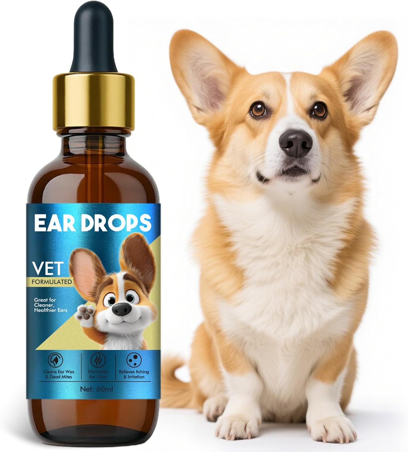 Ear Drops for Dogs -Treatment for Ear Infections & Dog Ear Cleaner for Itchy, Dog Ear Infection Treatment - Gentle, Fast-Acting Relief-2.12Oz