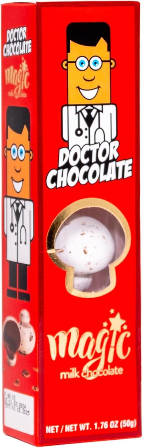 Valonia DR Chocolate Mushroom – Milk Chocolate with Creamy Peanut Filling & Colourful Candy Shell | Unique Chocolate Snack for Kids | Fun Gift Idea | 50g Treat Box