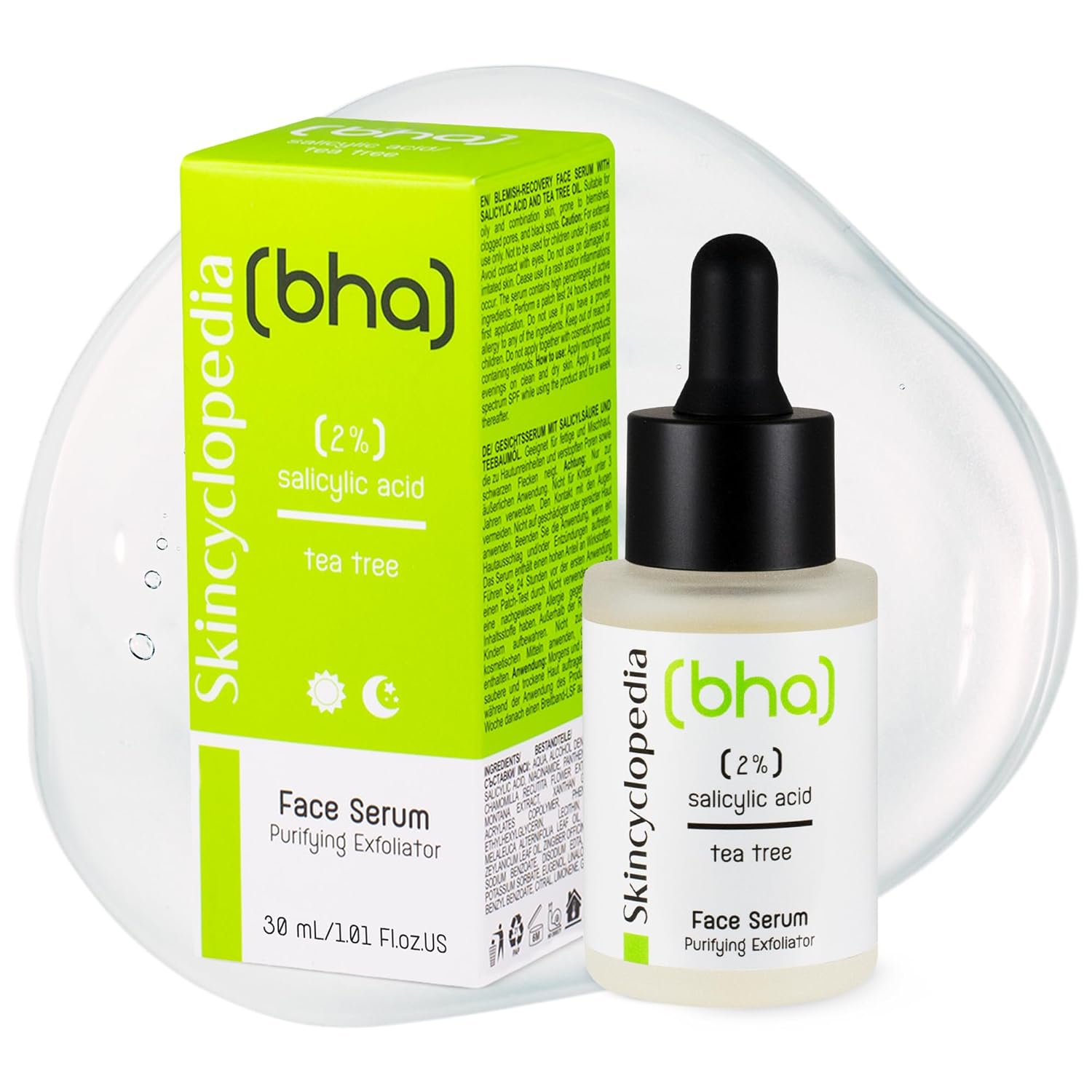 Pure Salicylic Acid & Tea Tree Face Serum, Prevents Acne Breakouts & Large Pores. Best for Bumpy Textures, Exfoliation & Wrinkles. Anti Aging Blemish Facial Serum.