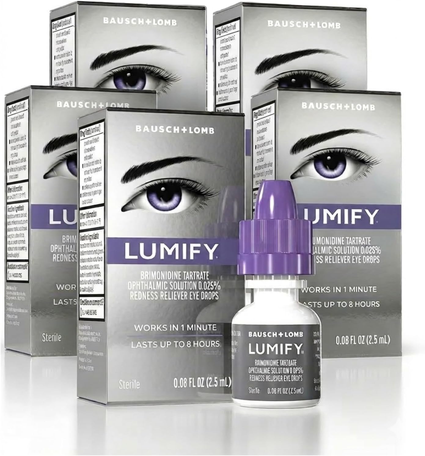 LUMIFY Redness Reliever Eye Drops, for Whiter & Brighter Looking Eyes, 0.08 Fl Oz ((Pack of 5))