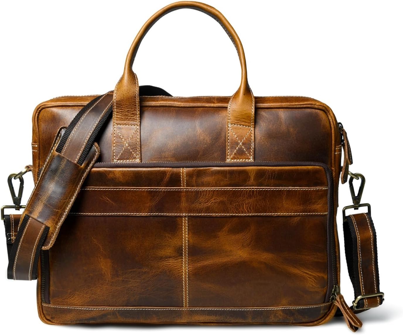 LUXELEATHER Leather Briefcase for Men Laptop Bag for Office, Business & Travel Unisex Satchel and Messenger Bag for Men and Women Full Grain Leather