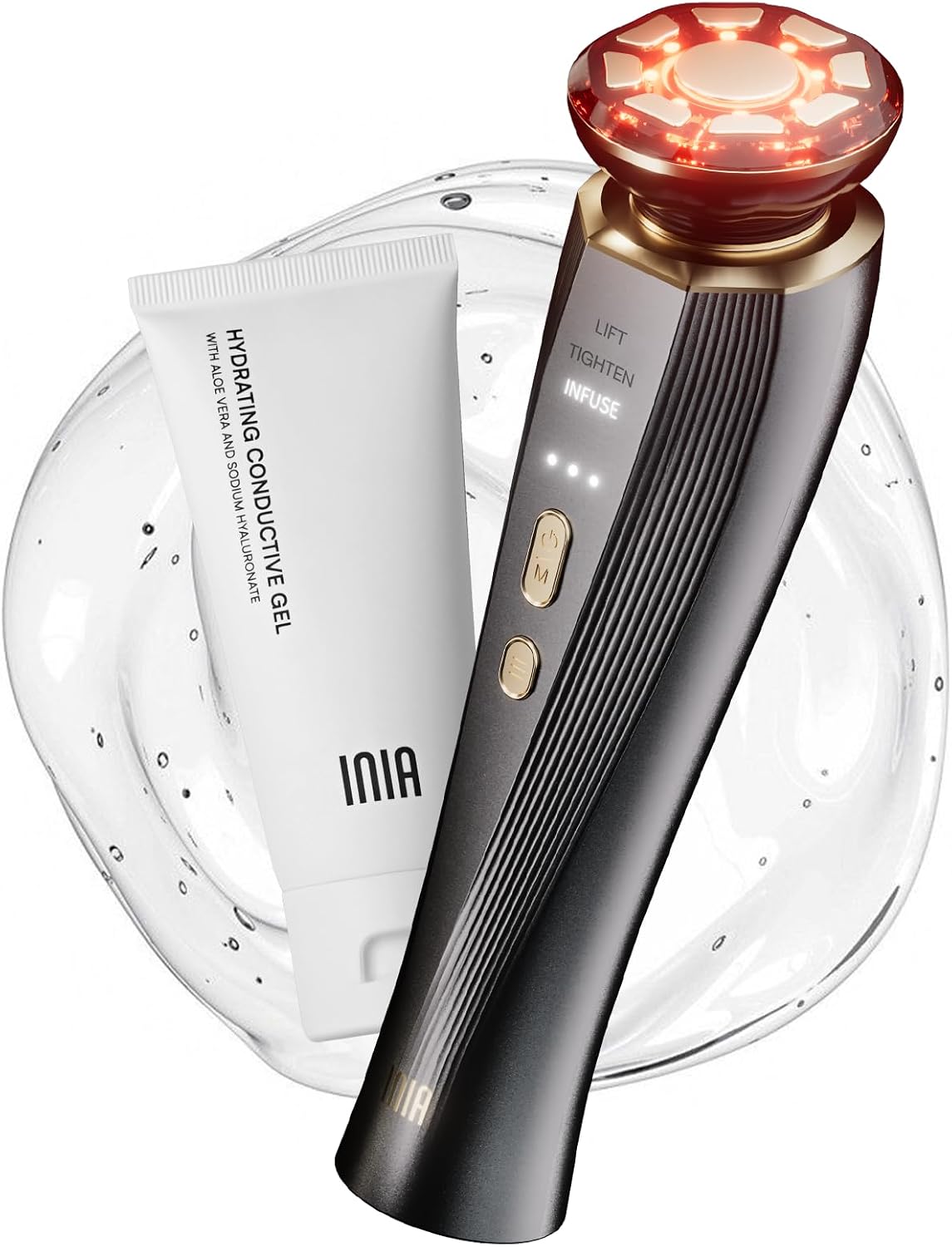 INIA FLARE 3-in-1 Red Light Therapy Beauty Device for Face & Neck Black