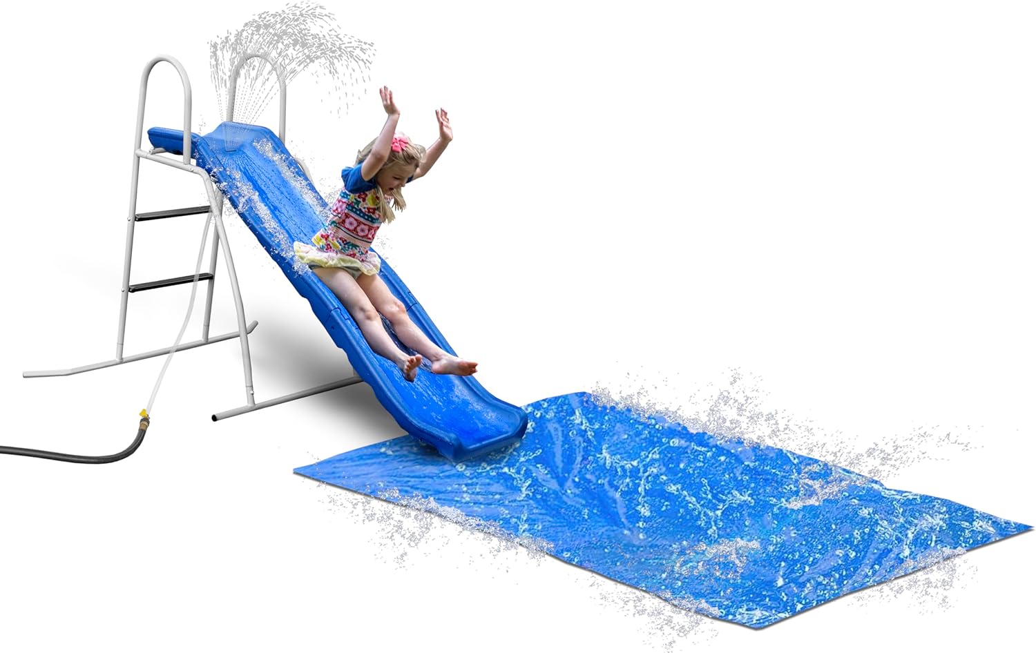 6' Water Wave Slide for Backyard Fun. Free Standing with Built in Adj. Water Sprinkler and Sliding Tarp. 67" L x 46" W x 46" H, by XDP Recreation