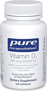 Pure Encapsulations Vitamin D3 250 mcg (10,000 IU) - Supplement to Support Bone, Joint, Breast, Heart, Colon & Immune Health - with Premium Vitamin D - 120 Capsules