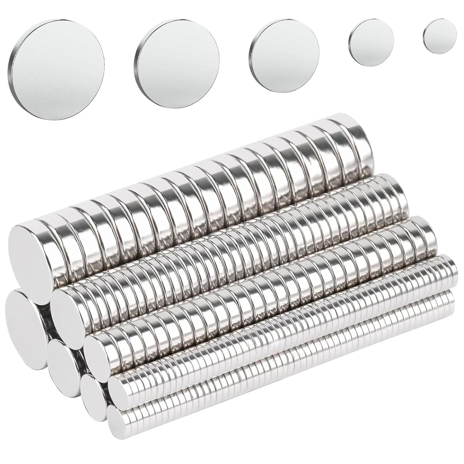 400Pcs Super Strong Neodymium Disc Magnets, 1mm Powerful Rare Earth Magnets,5 Different Sizes Mini Magnet for Fridge, DIY, Building, Scientific, Craft, and Office