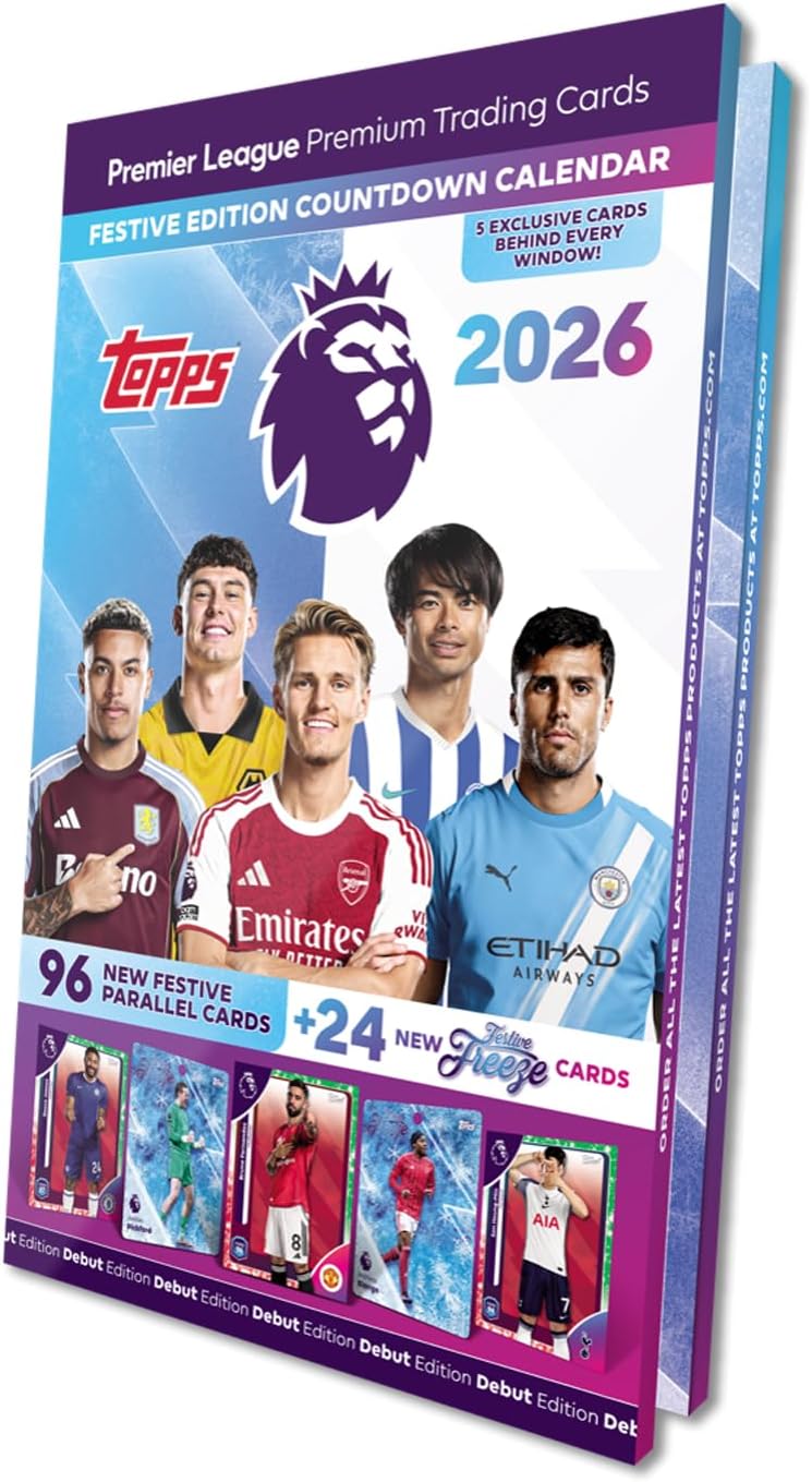 Topps Premier League 2026 - Debut Edition - Advent Calendar (96 Festive Parallel cards plus 24 Festive Freeze cards)