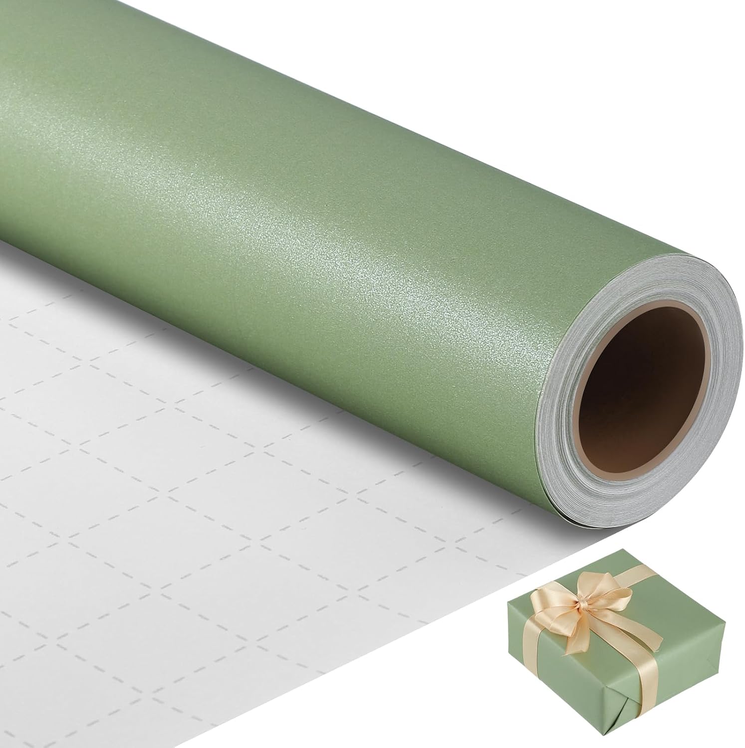 woric Sage Green Wrapping Paper Roll 17 In X 33 Ft Gift Wrapping Paper Green Wrapping Paper for Wedding, Baby Shower, Birthday, Holiday