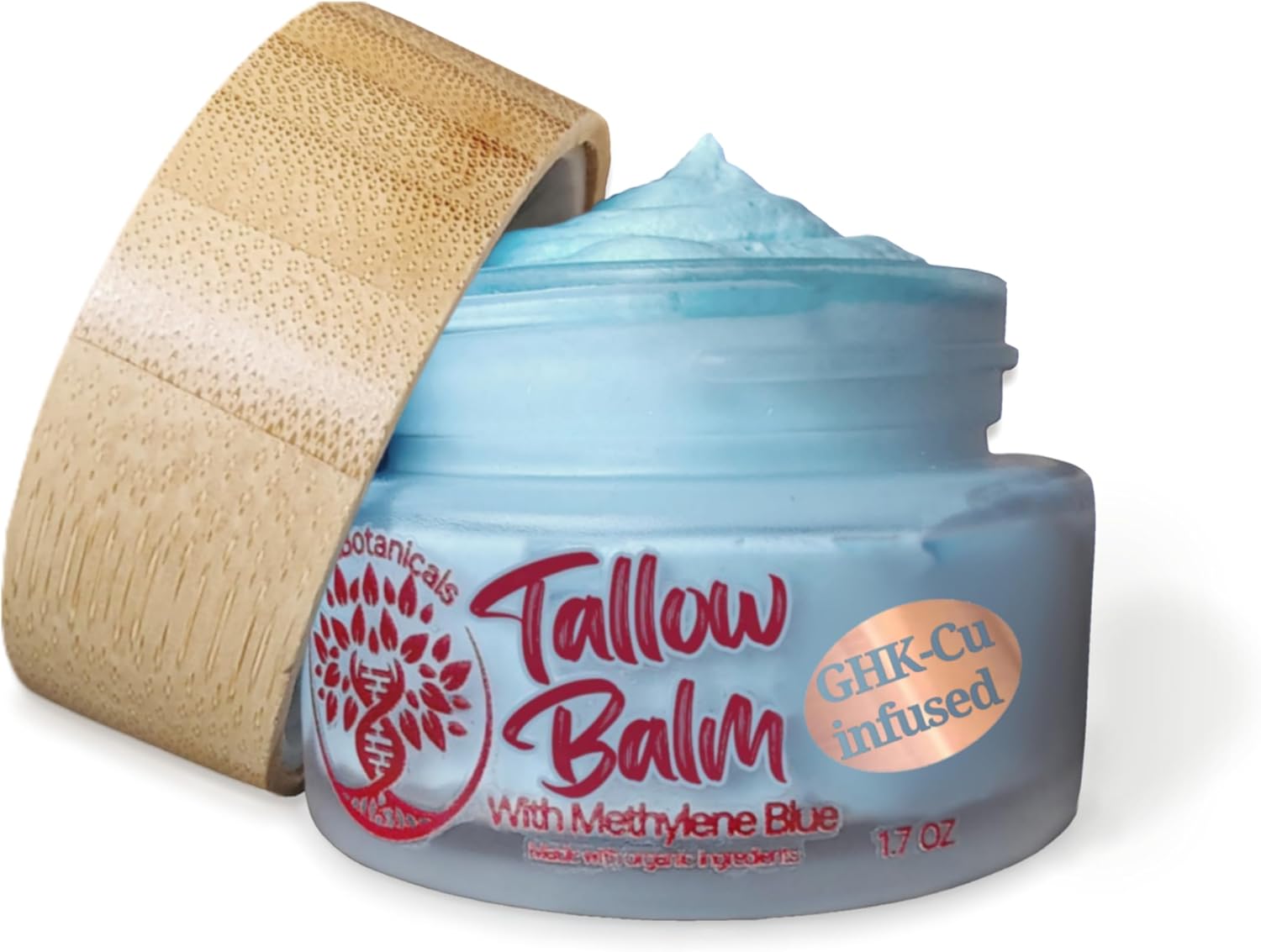 Copper Peptide (GHK-Cu) & Methylene Blue Whipped Grass Fed Beef Tallow Balm, Anti-Aging, Fine lines, Wrinkles, Eczema, Acne, Full body Moisturizer All skin types With Organic Ingredients 1.7 OZ