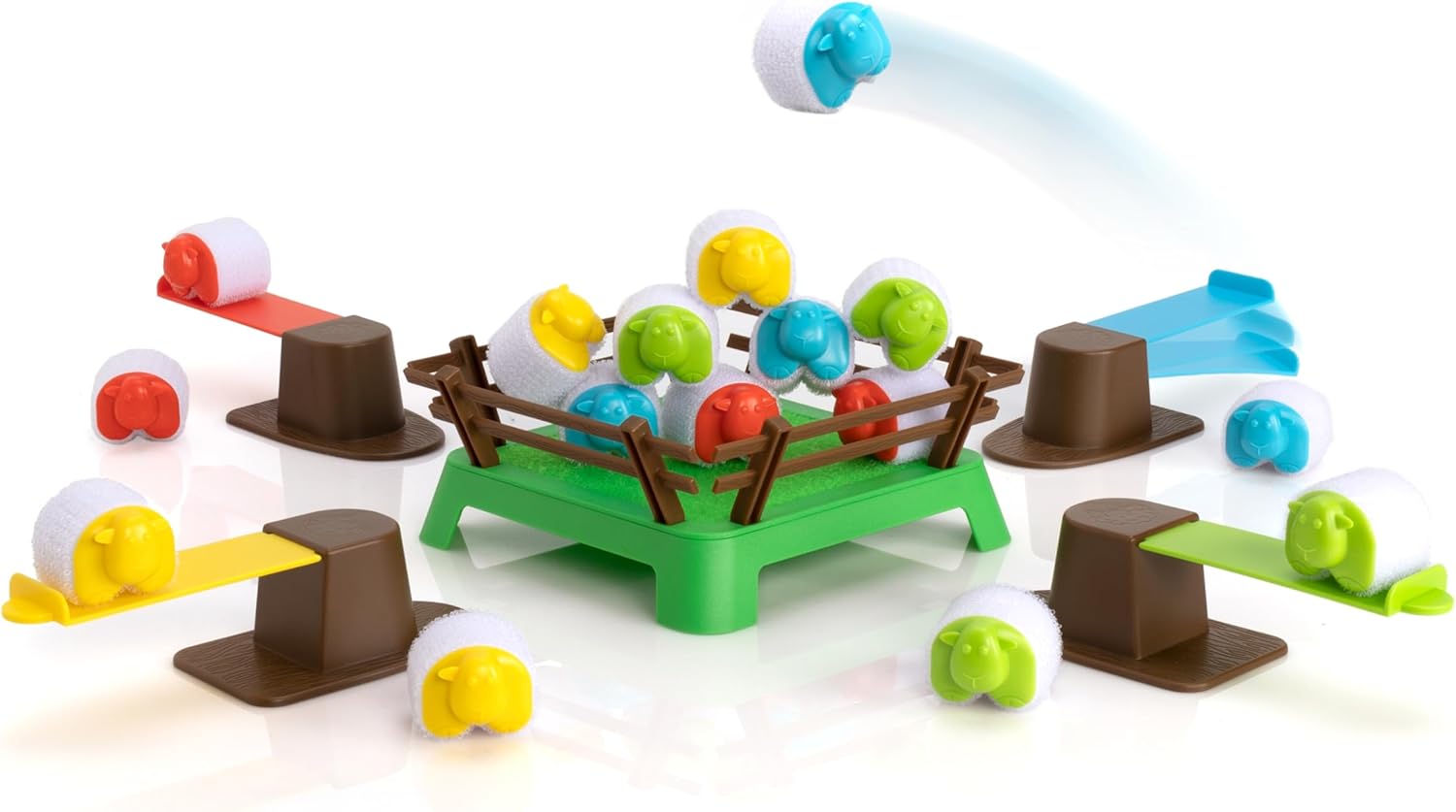 Fat Brain Toys Heap-O-Sheep Game, Family Board Games for Kids and Adults, Game of Catapulting Sheep, 6 to Adult, 2 to 4 Players