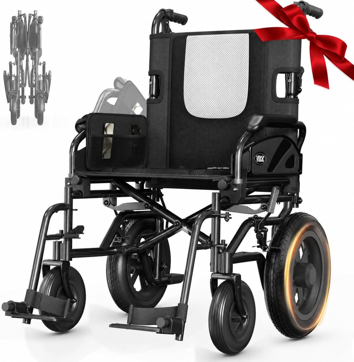 VOCIC Lightweight Wheelchair for Adults, Only 13kg, 30cm All Terrain Tires