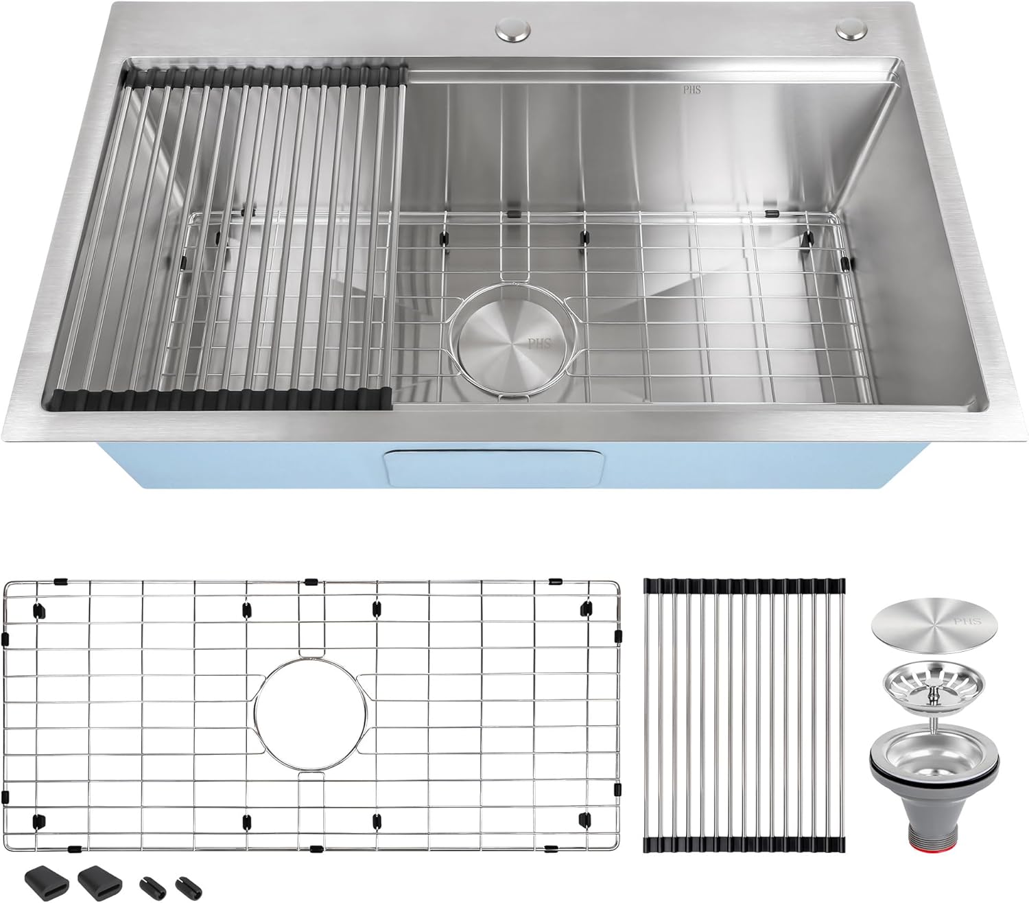 32 Inch Drop In Kitchen Sink Stainless Steel Workstation sink 32x19x10 Single Bowl Handmade Topmount Sink 16 Gauge