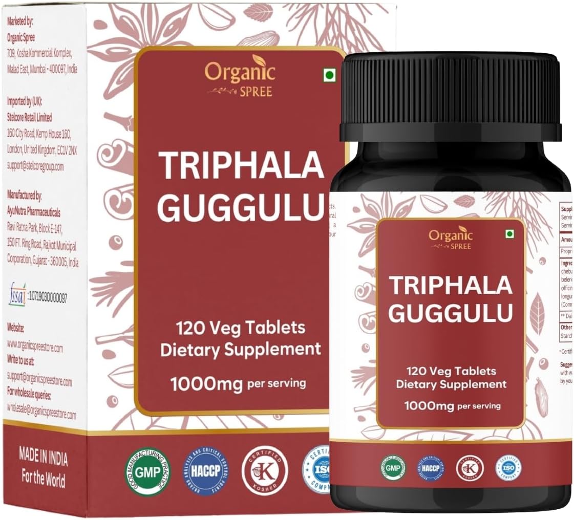 ORGANIC SPREE Triphala Guggulu 120 Tablets - Ayurvedic Formulation - Certified and Vegetarian (1)