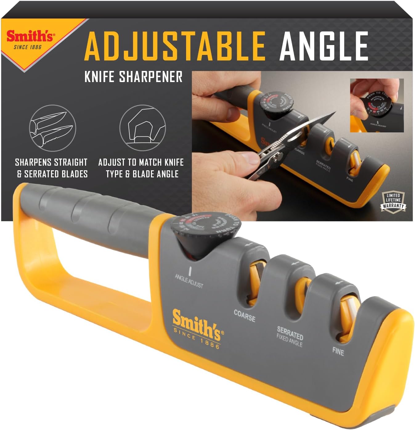 Smiths Adjustable Manual Knife Sharpener Gray/Yellow S-50264