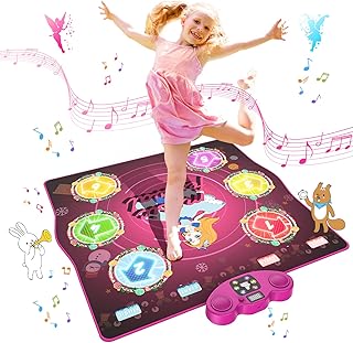 Dance Mat for 3-12 Years Old Kids, LED Light-Up Electronic Dance Pad Toys with Bluetooth, 6 Game Modes, Built-in Music, Adjustable Volume, Birthdays, Christmas, Xmas Gift for Children/Kids/Girls/Boys