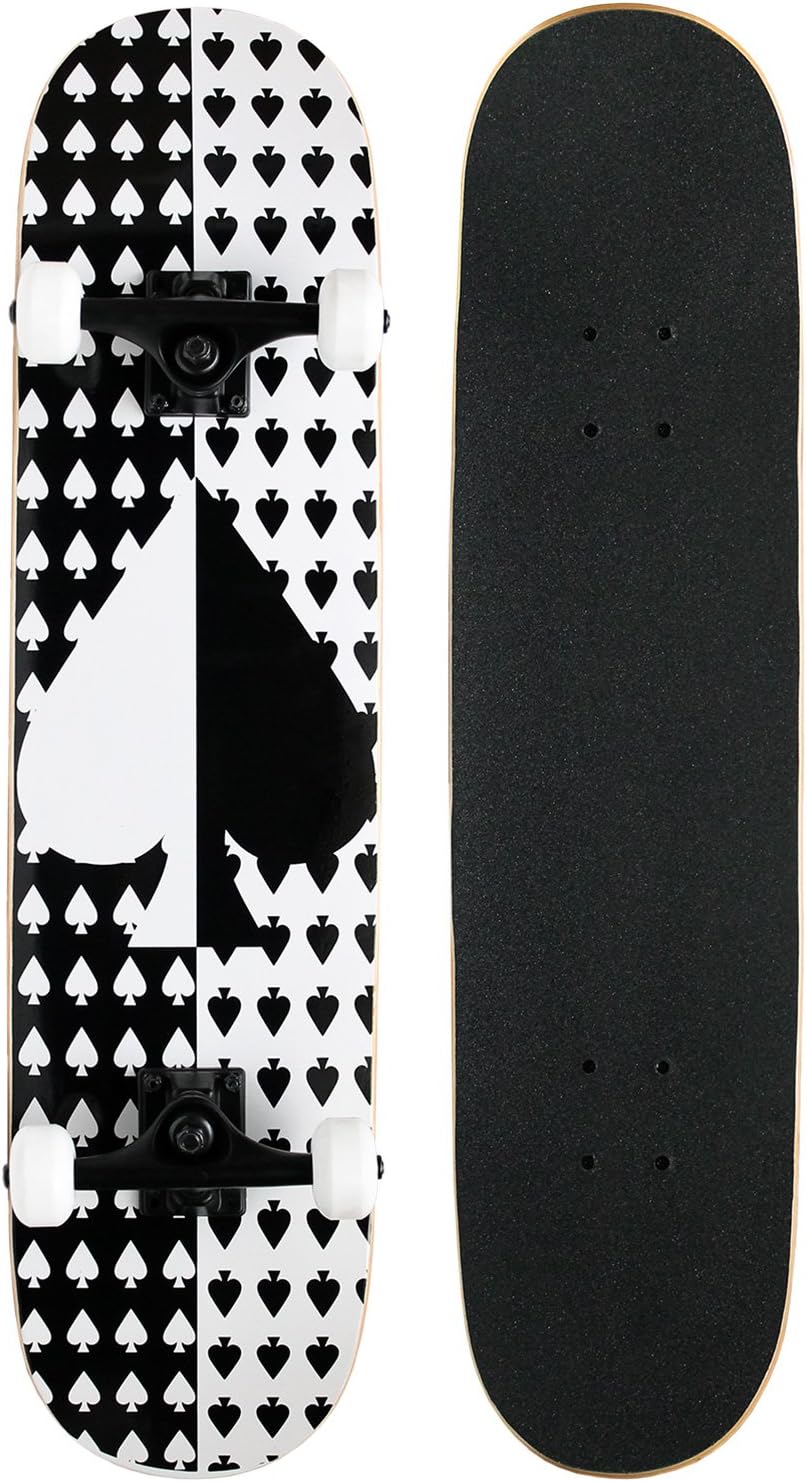 KPC Complete Skateboard - Pro Style Quality - Maple 7-Ply Deck, Aluminum Trucks, Urethane Wheels, Precision Bearings - The Perfect Beginners First Board