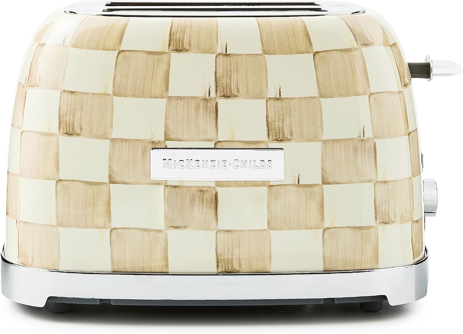 MACKENZIE-CHILDS 2-Slice Toaster, Decorative Toaster for Kitchen, Brown-and-White Mocha Check