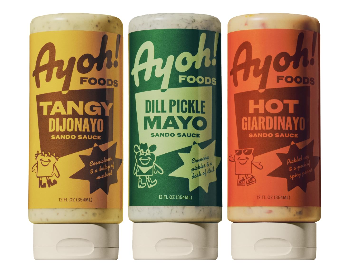 Ayoh Foods, Mayo Gone Wild, Made by Molly Baz - Easy to Squeeze, Perfect for; Sandwiches, Burgers, Fries, Nuggets, Wraps & Dips (3 Pack, Variety Pack)