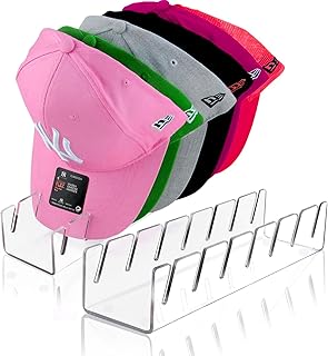 Hat Stand for Baseball Caps, 2Pcs No Install Hat Acrylic Organizers Hat Storage for 14Caps, Hat Racks for Baseball Hat Rack Display and Organizer for Bedroom, Dresser, Closet (2PCS)